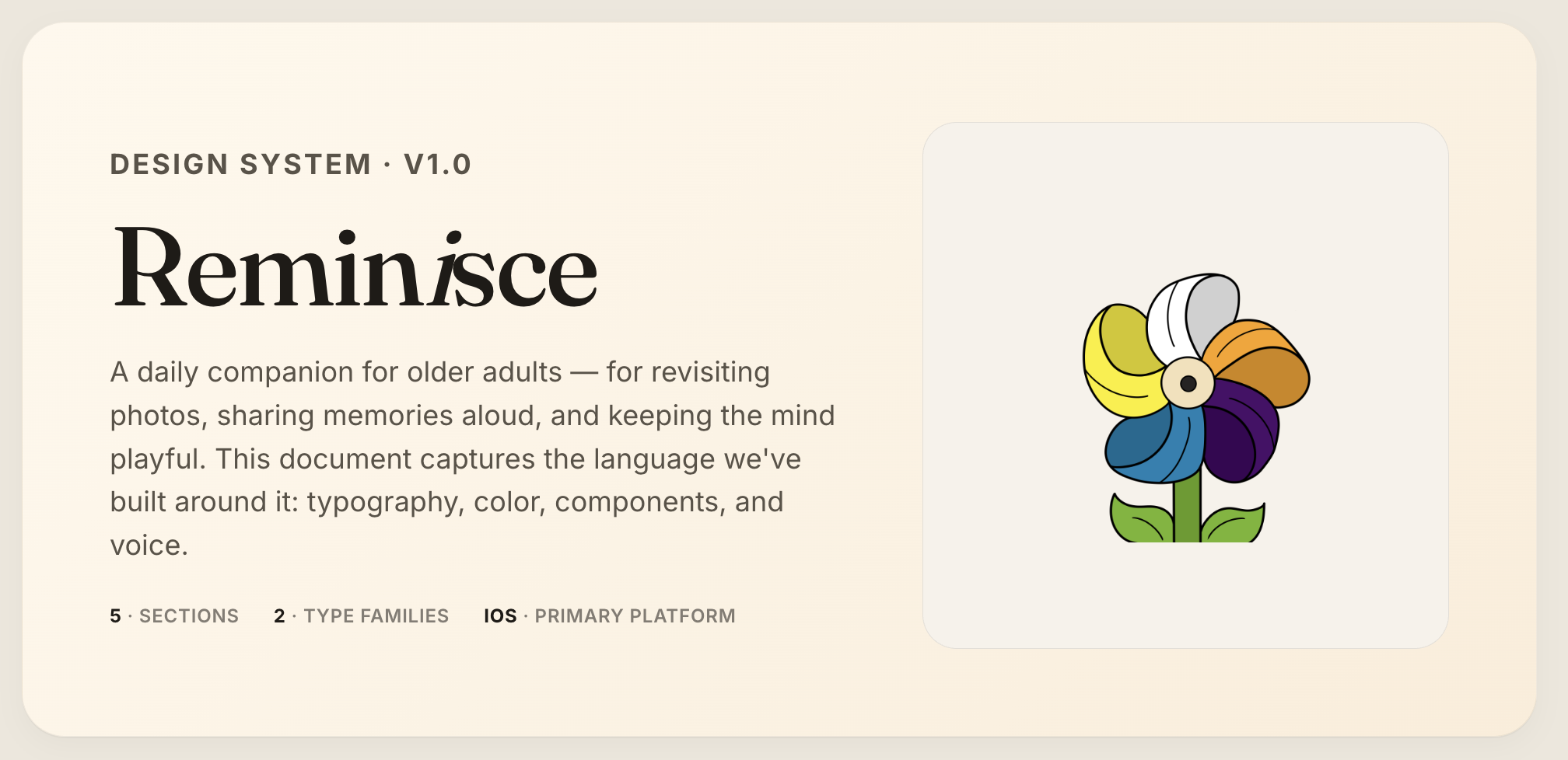 Redesigned Reminiscence app theme generated in Claude Design